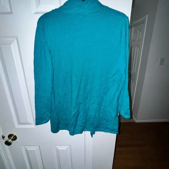 Sag Harbor Women's Size L Teal Sequin Knit Open Cardigan with Camisole NWT - Picture 13 of 15